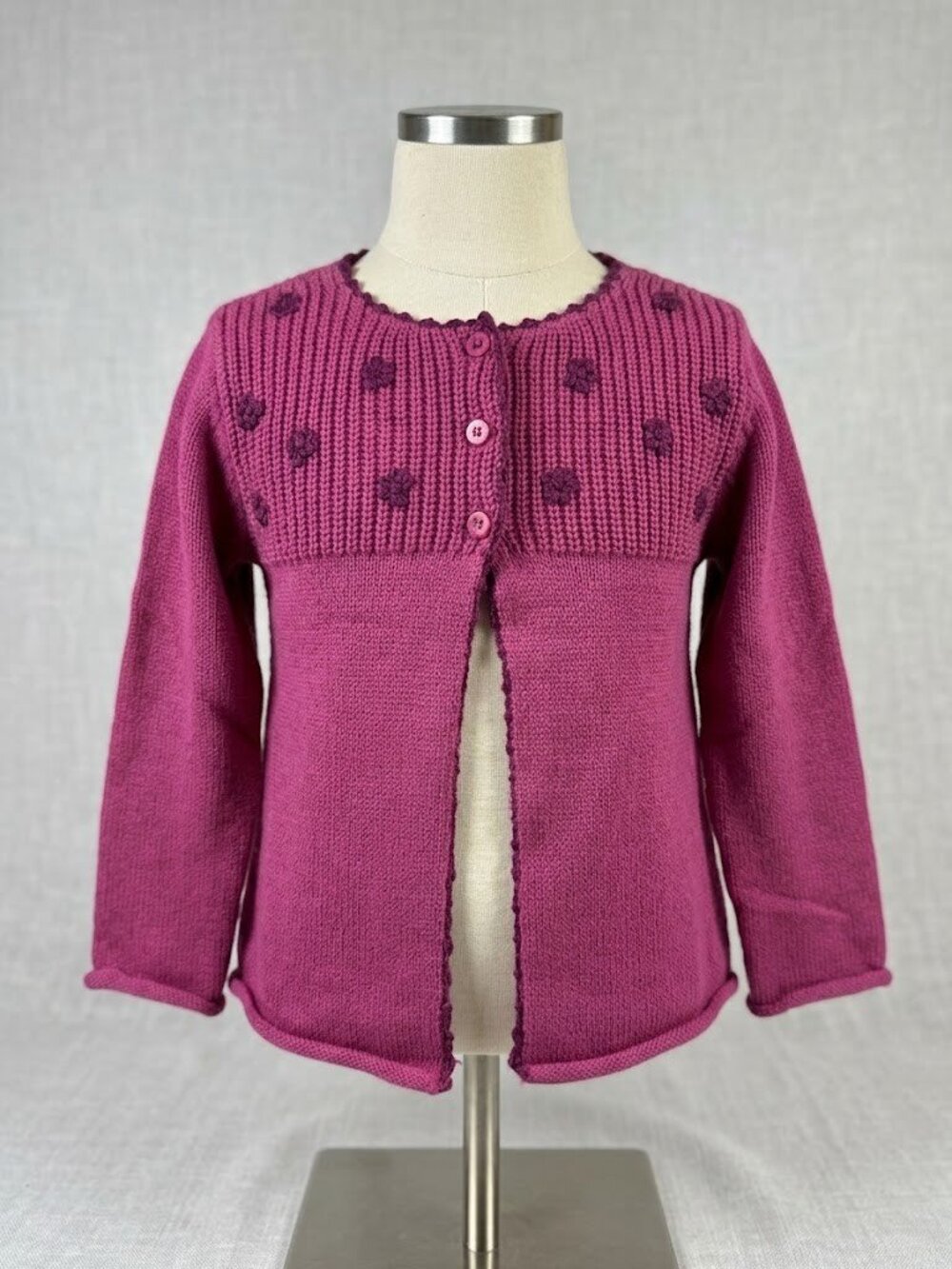 KRU Magenta Pink Floral Knit Cardigan Super Soft Sweater 4T